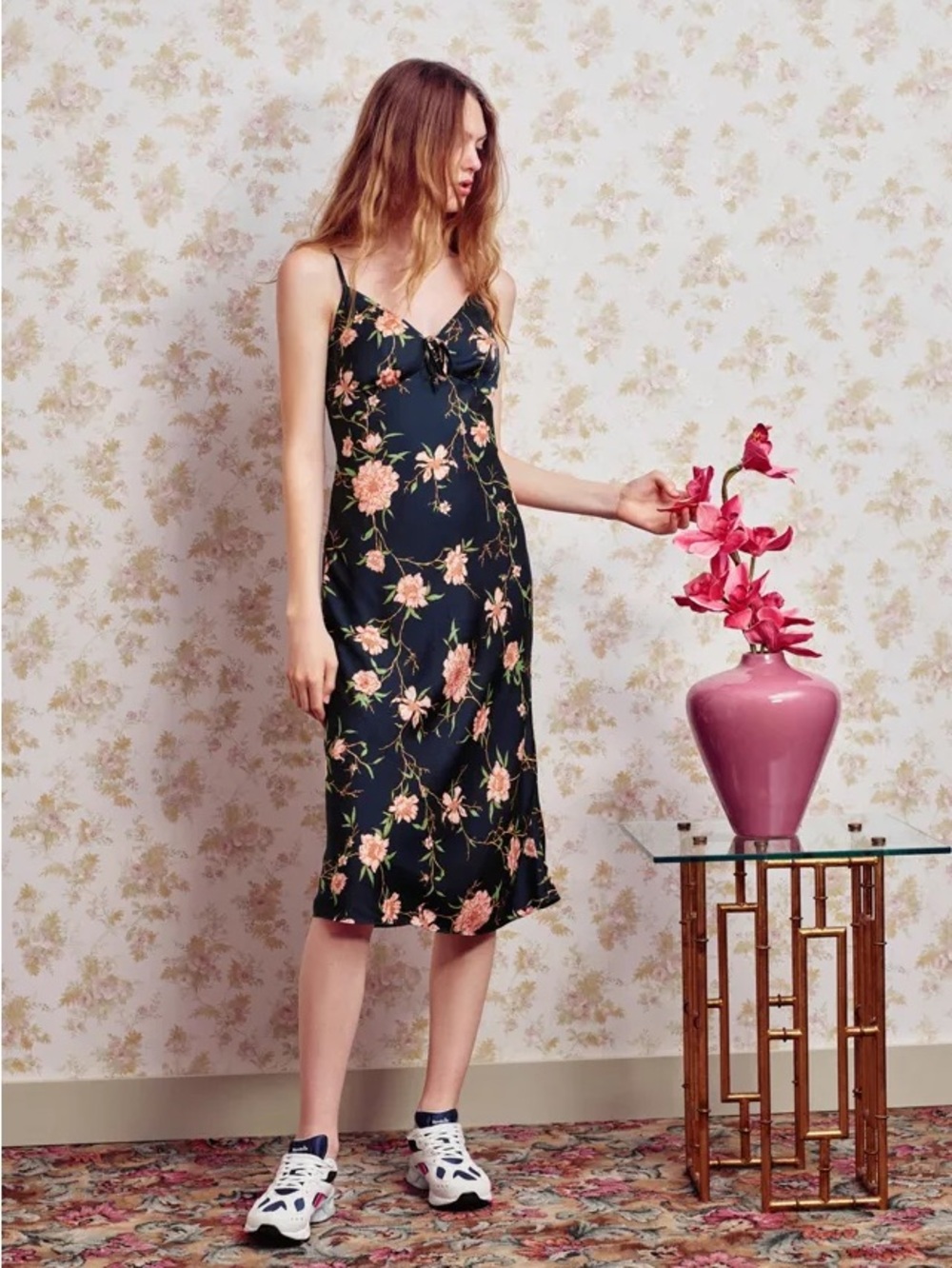 Urban Outfitters Betsy Satin Tie-Front Midi Dress Medium